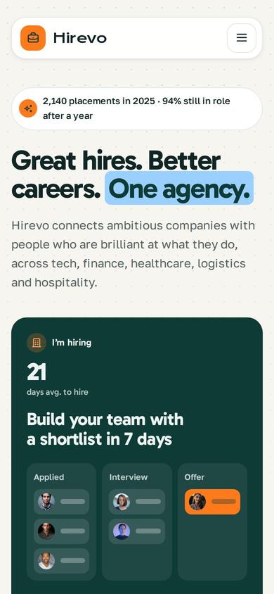 Hirevo on mobile